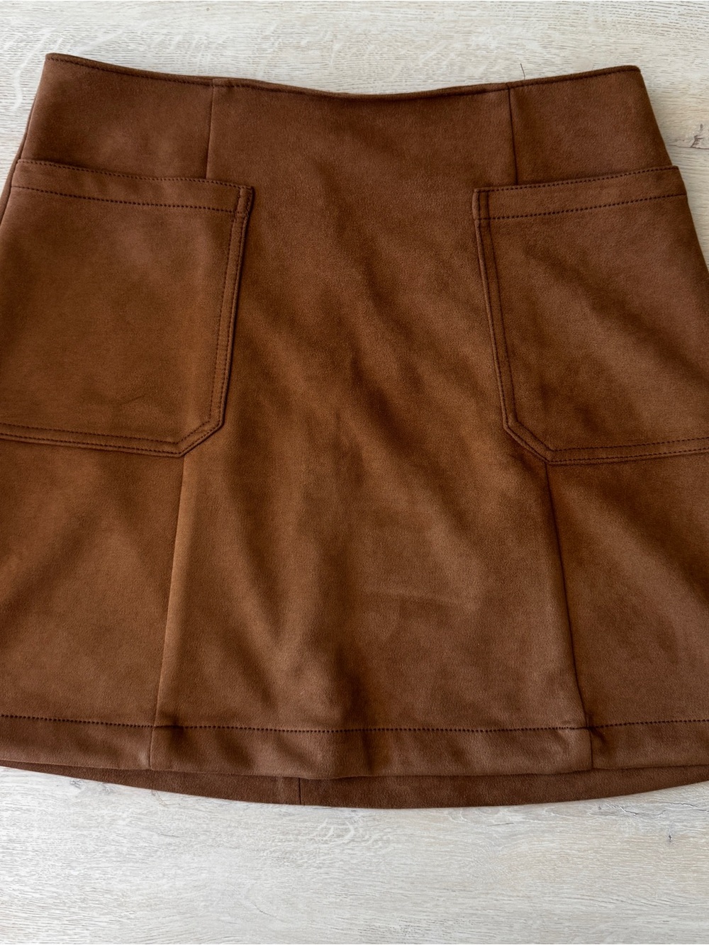 Maurices Brown Faux-Suede A-Line Skirt with Front Pockets